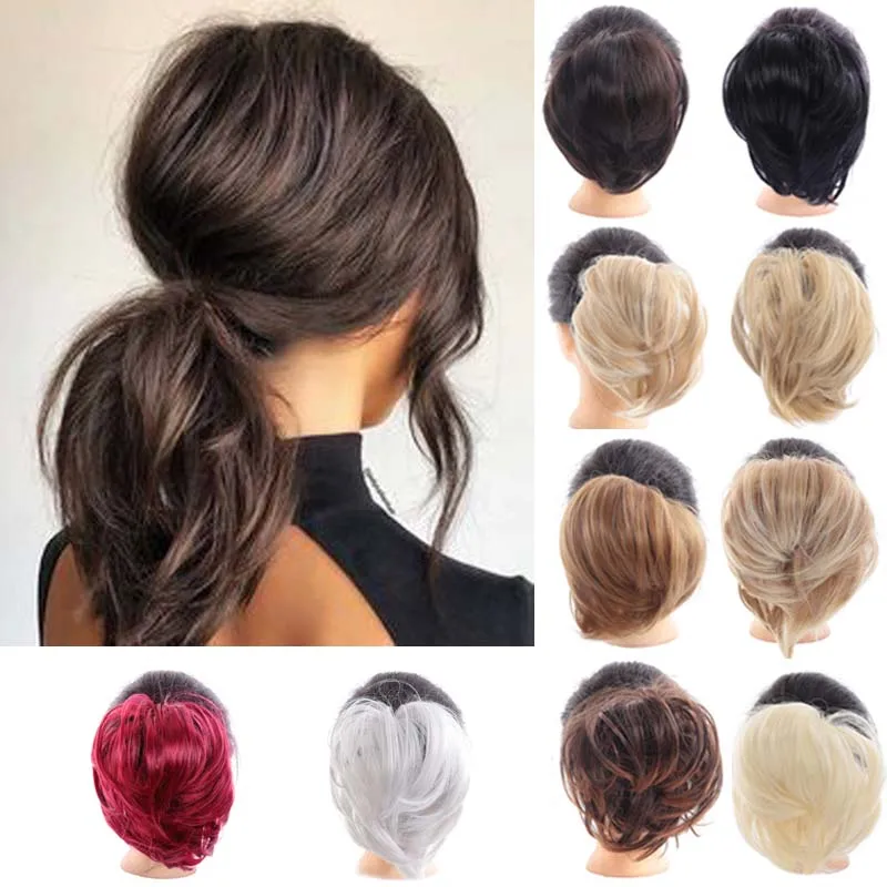 

DIANQI natural hair chignon heat resistant synthetic donut straight hair bread pad popular high side bun updos trends for hair