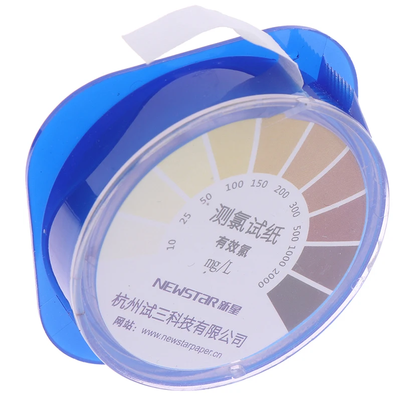 Chlorine Test Paper Strips Cleaning Water Testing Measuring Range 10-2000mg/lppm Color Chart 5M/Roll water quality tester