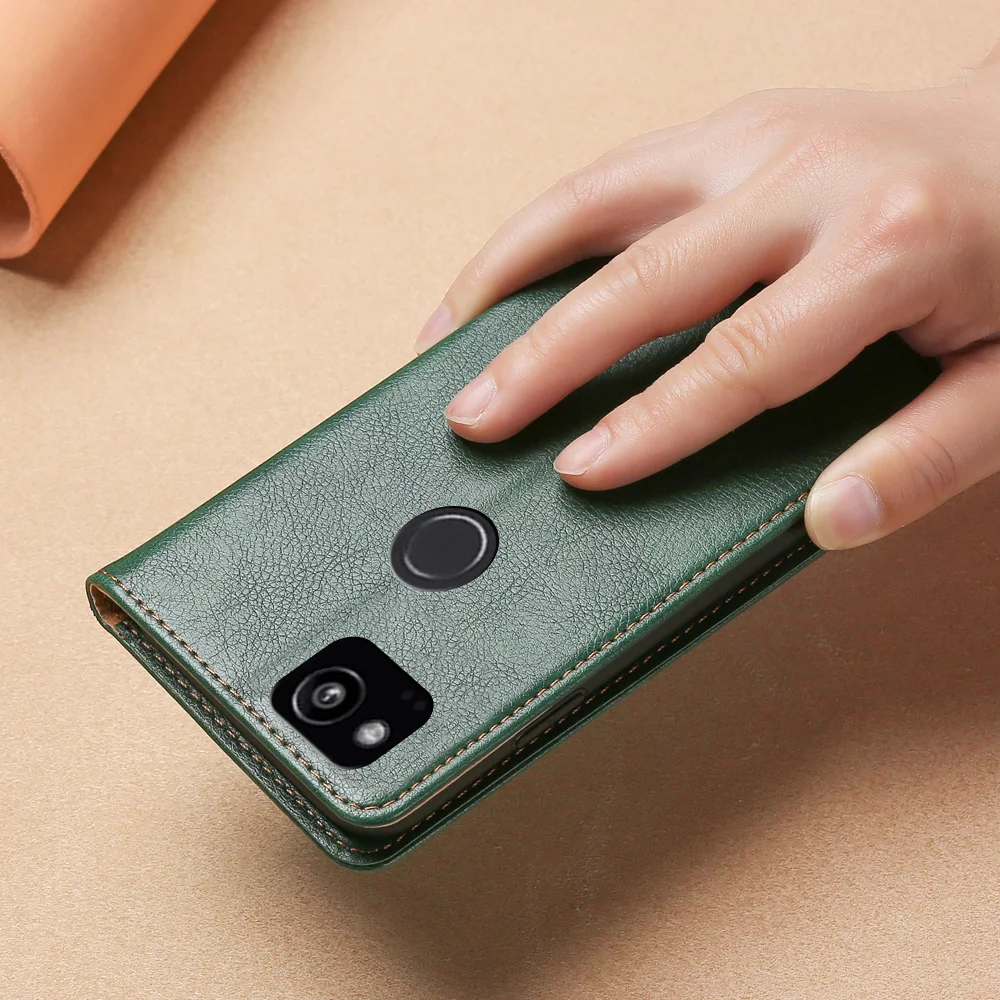 Магнитный чехол для Google Pixel 2 кожаный из ТПУ задняя крышка откидной Чехол-Кошелек
