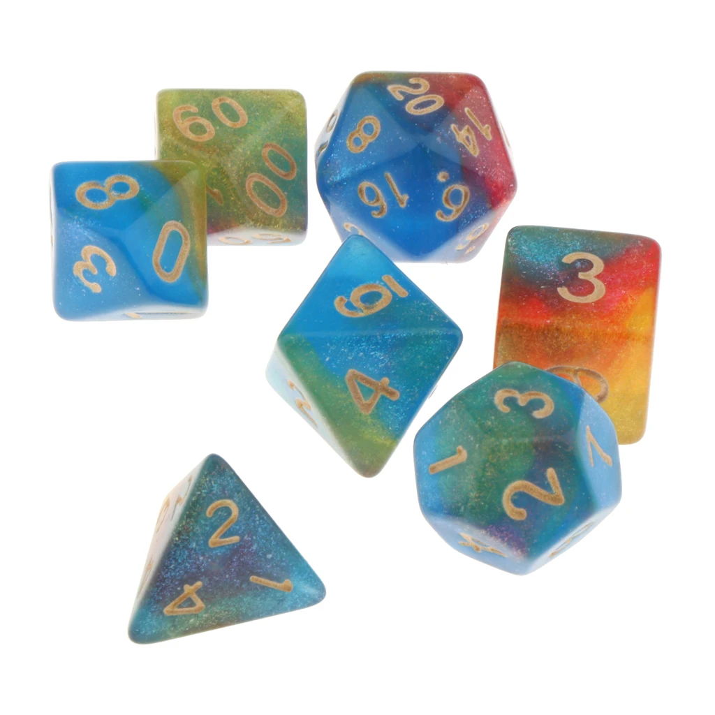 7Pc Multi-sided Dices Set D4-D20 MTG DND RPG Board Game Dice for D&D Roleplaying Party Casino Table Game Toy
