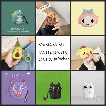 

For i12 i9s i10 i11 i13 earphone case Cute Cartoon Pattern i23 i24 i25 i27 i100 Inpods 12 TWS Headphone Silicone Case protection