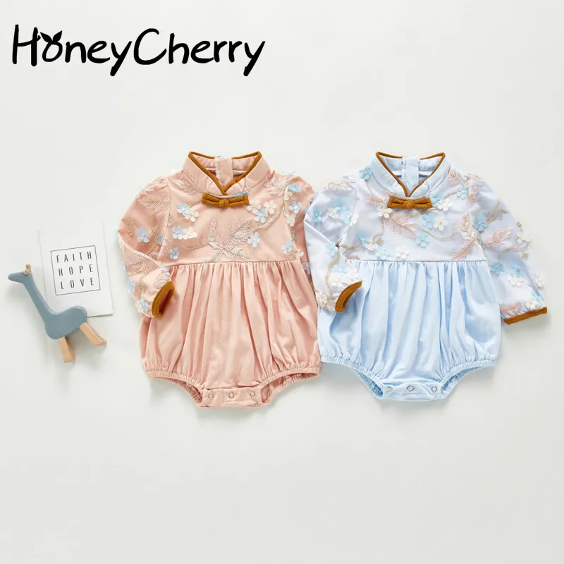 

Baby's Bodysuits Autumn Chinese-Style Baby Girl's Cute Princess Triangle Crawling Clothes Bodysuits baby girl clothes