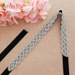 S05 Skinny Rhinestone Belt Wedding Belts Bridal Sash White Belt Silver Sequin Belt Sparkly Belts for Women Wedding Accessory