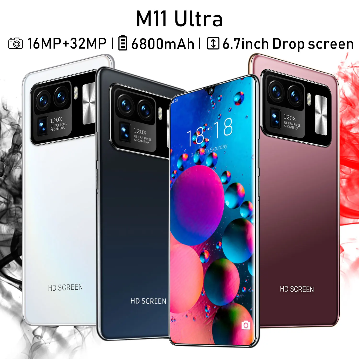 Smartphones XioMi Mi11 Ultra Cellphone Global Version 16GB 512GB 6.7Inch 6800mAh MTK6889 Android10.0 Mobile Phone Mi 11