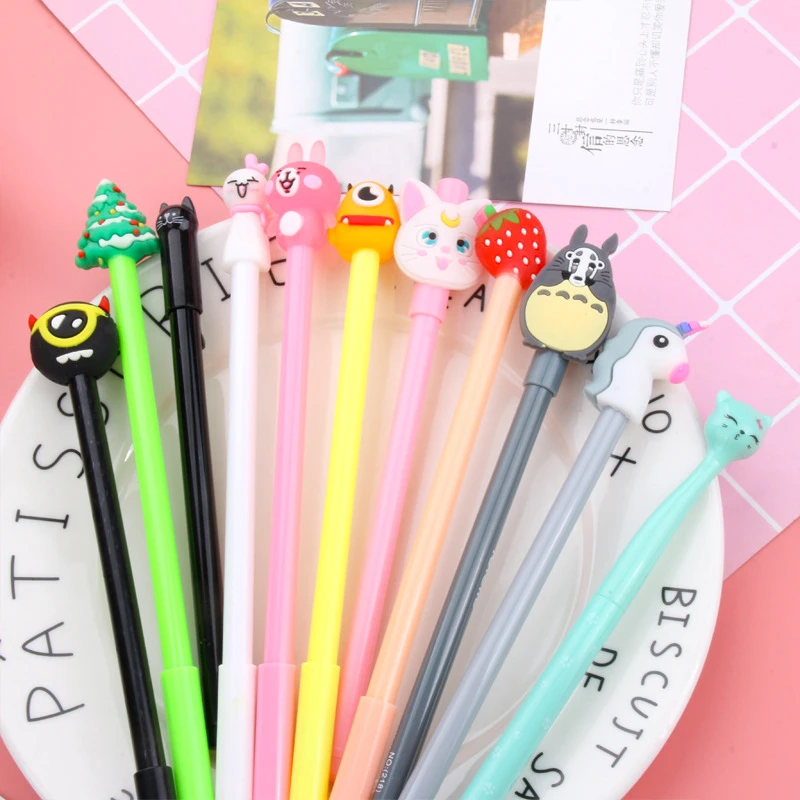 Juego de 20 bolígrafos + 1 bolsa bolígrafos pequeños y frescos de Corea del Sur para estudiantes con niñas, bonitos dibujos animados, material escolar Kawaii, bolígrafos de Gel| | - AliExpress