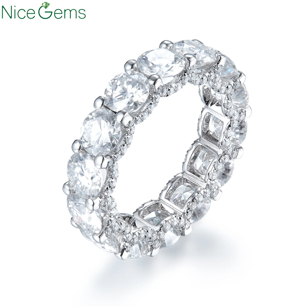 NiceGems 14 к обручальное кольцо из белого золота с бриллиантовой огранкой 7 CTW