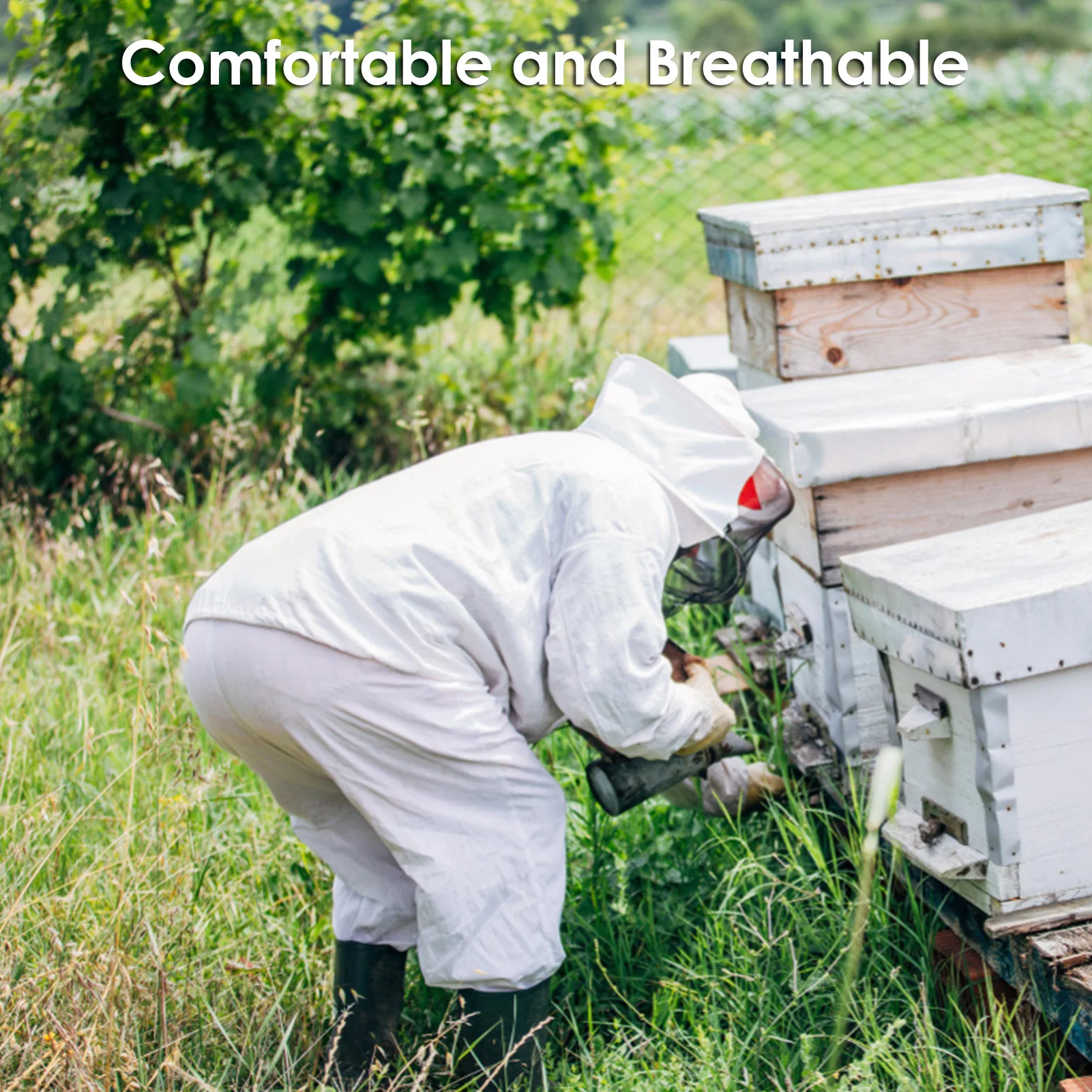 White Split Beekeeping Clothing Professional Bee Protection Beekeeping Suit With Gloves And Bee Hive Tool Calm