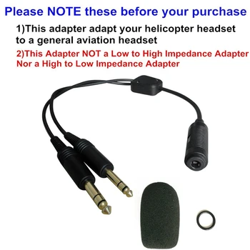 

H-GA Helicopter Aviation Headphone Adapter To General Aviation Headset Adapter Adapt for David Clark Avcomm ASA