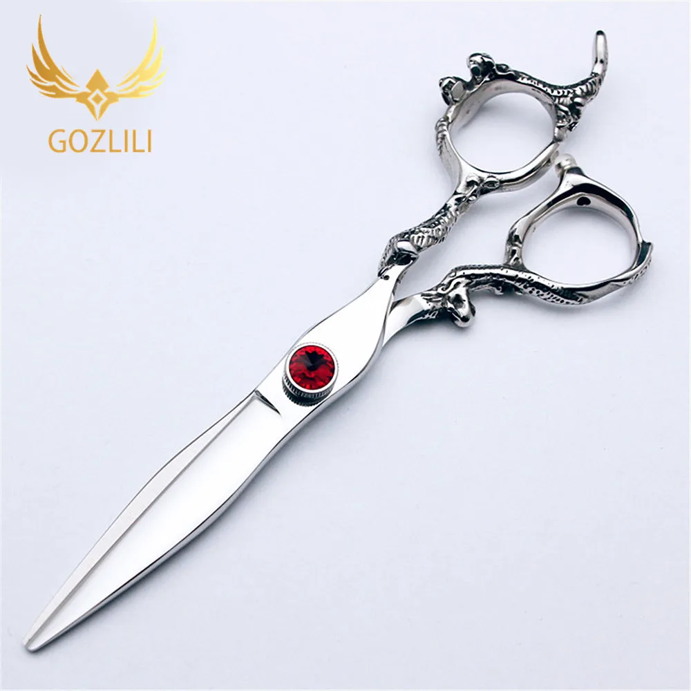 GOZLILI High Quality Professional 6 Inch Japan 440C Dragon Hair Scissors Tools Cutting Scissor Barber Thinning Shears Scissors (3)
