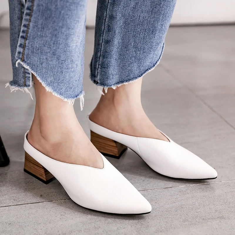 comfortable mules with heels