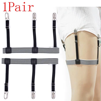 

2 Pcs/pair Men Shirt Stays Belt with Non-slip Locking Clips Keep Shirt Tucked Leg Thigh Suspender Garters Strap