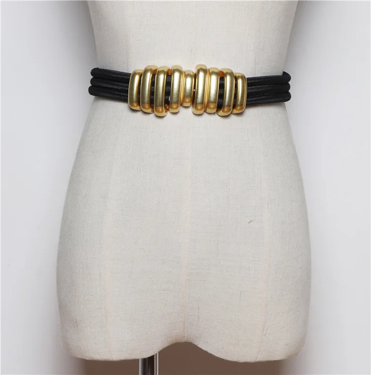 Luxury gold Buckle belt women girls Cummerbund retro vintage Waistband for coat jeans skirt black white black 2020 new