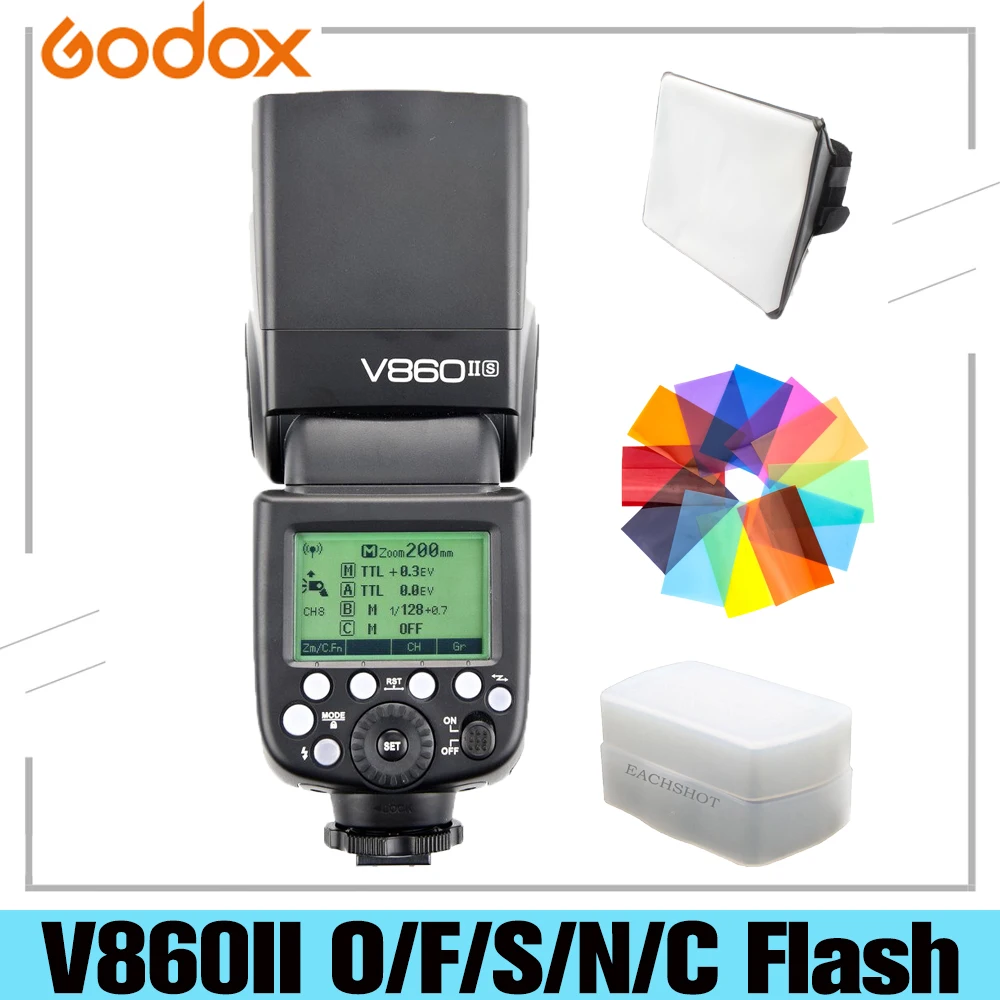 Внешняя вспышка Godox V860II-S V860II-C 860II-N V860II-F V860II-O GN60 TTL HSS для Sony Nikon Canon Olympus Fuji