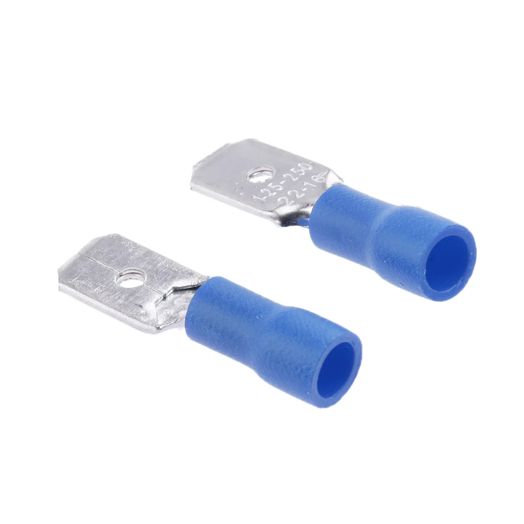 100 Pieces Male Female Insulated Wire Spade Terminal Crimp Connector Blue