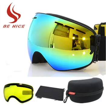 

Double Anti-snow Large Spherical Ski Goggles Men 2019 Winter New Ski Goggles With Night Vision Goggles Original Box Mask Set