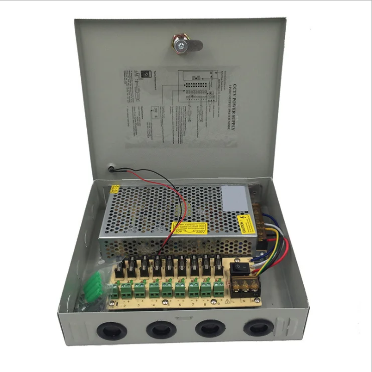 DC12V 10A импульсный источник питания 9 коробка-держатель с 120 Вт камеры видеонаблюдения светодиодный уличный свет импульсный источник питания светодиодного табло