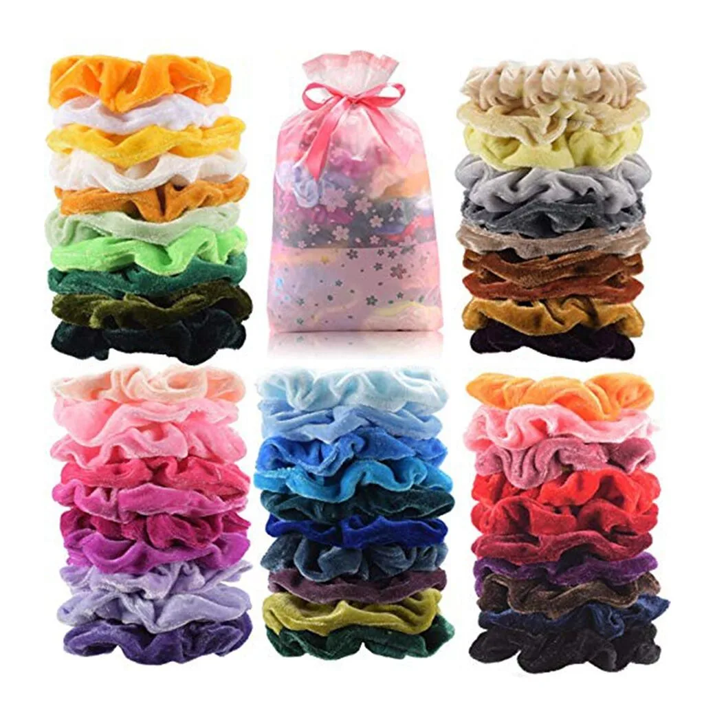 52 Pcs Hair Scrunchies Velvet Elastic Hair Bands Scrunchy Ties Ropes Scrunchie for Women or Girls hair accessories scrunchies