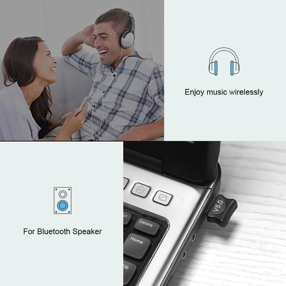 Kebidumei USB Bluetooth V5.0 адаптер ключ для PS4 компьютера ПК мышь Aux аудио Bluetooth 5,0 музыкальный приемник с динамиком