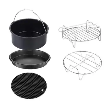 

5pcs Air Fryer Accessories Baking 6 Inches Cake Basket Pizza Pan Grill Kitchen Tools Deep Kitchen Gadget for Home accessories