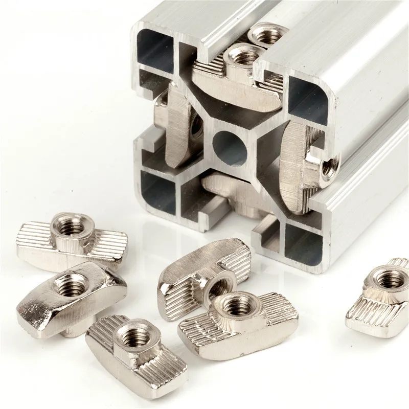 Porca Padrão Europeu com Cabeça de Martelo Perfil de Extrusão de Alumínio Encaixe de Fixação Deslizamento m3 m4 m5 m6 3030 50 Pcs 100 Pcs