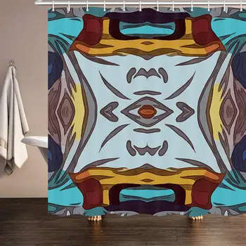 

American Southwestern Decor Shower Curtain, Texas Native Retro Tribal Navajo Aztec Ethnic Upgrade Polyester Fabric Bath Curtains