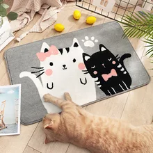 New Style Japanese Style Cartoon Flocked Bathroom Water-Absorbing-Slip Mat Doorway Door Mat Bedroom Household Short Fiber Mat