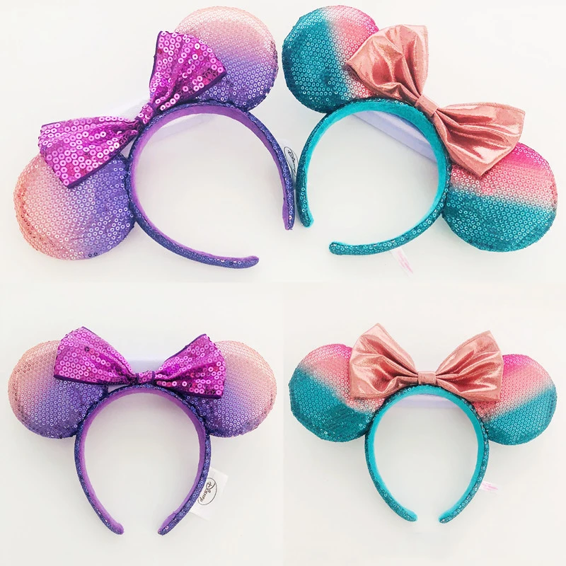 1 шт. Минни Маус милая большой бантик ушки повязка на голову с пайетками ушками