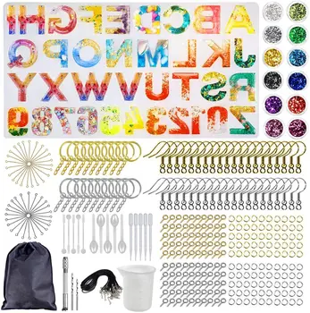 

DIY Letter Silicone Molds Large Alphabet Jewelry Resin Casting Molds and Tools Set Backward Number Moulds Kit FPing