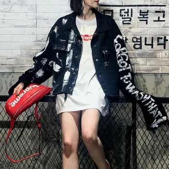 

2020 New Spring hip hop Cowboy coat Loose plus Size Couples Denim Jacket Women Coat Fashion Tide Autumn streetwear NZY142