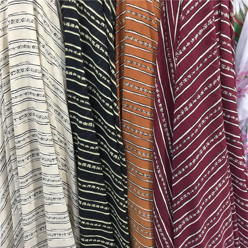 

2019 Tecidos Tissus Au Metre Free Shipping 4-colour Famous Wind Stripe Printed Chiffon Pearl Shirt Yarn Dress And Skirt Fabrics
