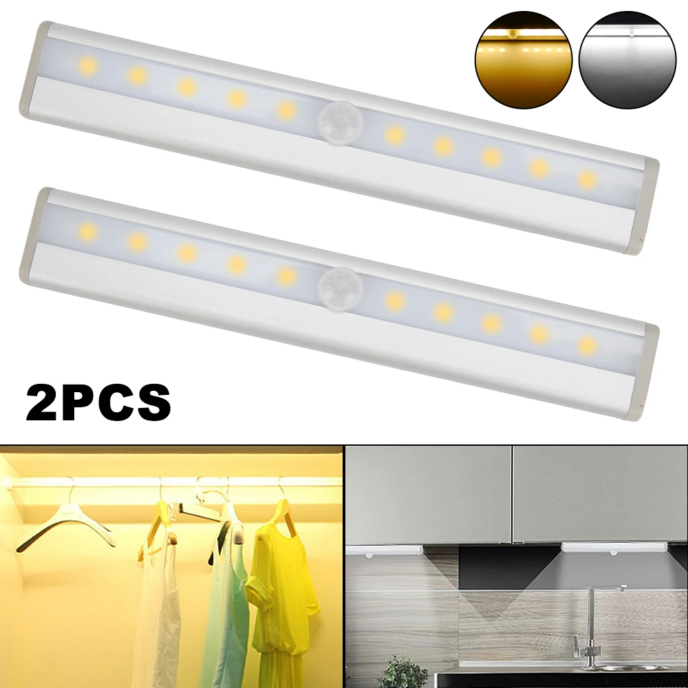 

2pcs LED Human Body Induction Wardrobe Lamp 0.5W Silver Kitchen Bedroom Wardrobe Lamp Home Decoration Lamp Emergency Light