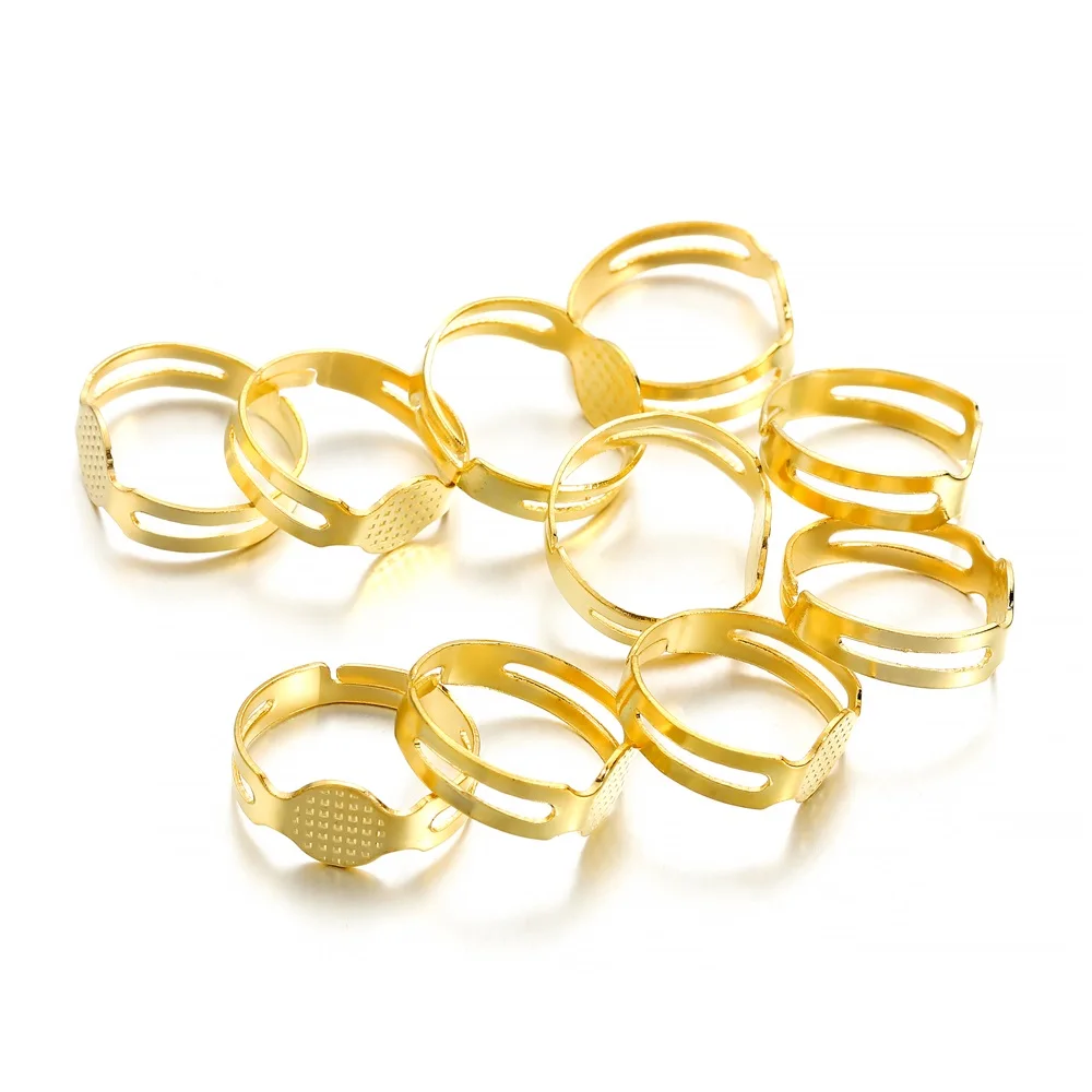 Gold Plated Adjustable Ring Settings - 40 Pieces