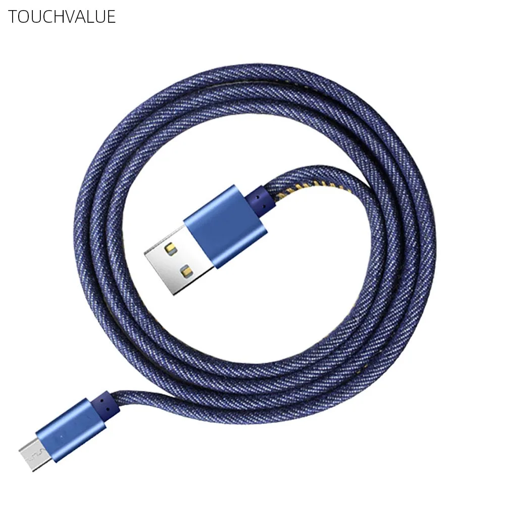 5 шт./лот, джинсовый Micro usb кабель для зарядки 3A, кабель для быстрой зарядки, Аксессуары для мобильных телефонов, синий, черный, 1 м, 2 м