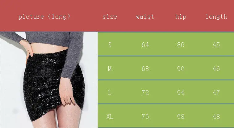 Women High Waist Sequin Glitter Mini Skirt Bodycon Slim Fit Pencil Skirts Ladies Mini Skirt