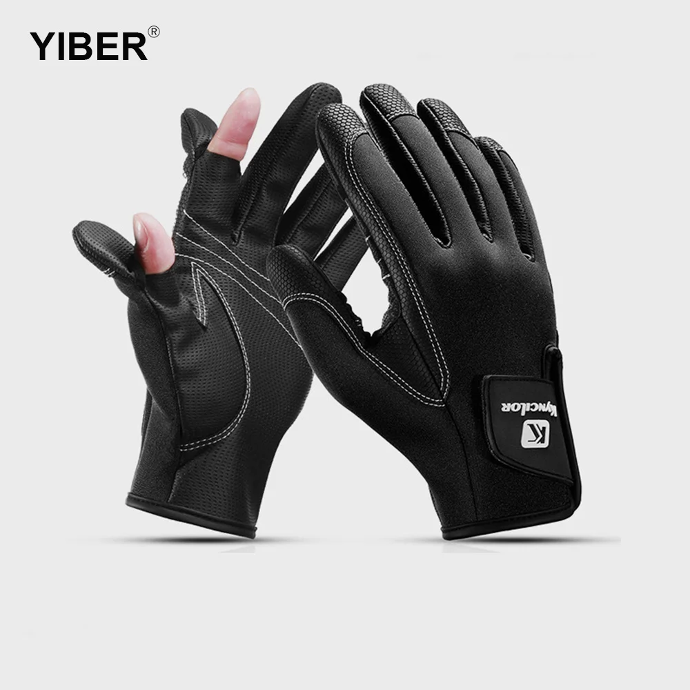 

Winter Anti-slip Fishing Gloves 2 Cut Fingers Release Carp Fishing Catching Ice Fishing Gear Durable Cycling Protect Hand Gloves