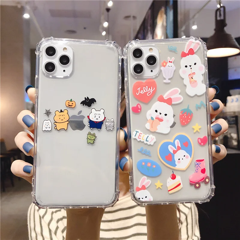 Graffiti bear silicone cover funda for iphone 7 8 6 6s plus puppy transparent coque on x xr xs max 10 7plus capa |