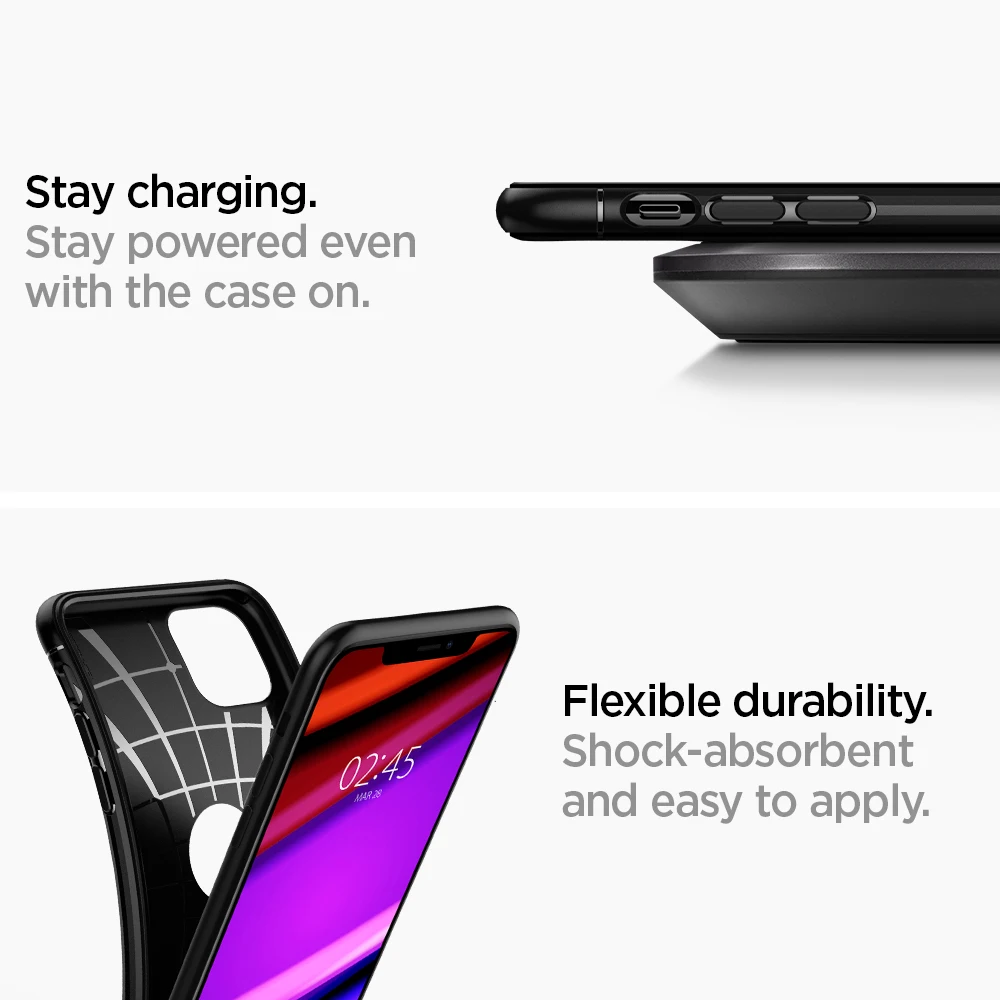 Spigen прочный армированный Гибкий Мягкий ТПУ MIL-STD ударопрочный матовый черный чехол для iPhone 11 Pro Max/11 Pro/11