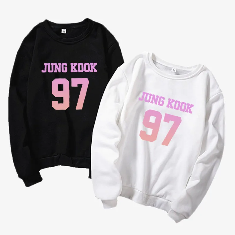 Jung Kook 97 suga унисекс k-поп свитшоты корейский монолитный хлопок толстовка одежда любовь себя bangtan мальчики Толстовка