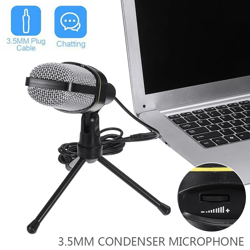 

3.5mm Broadcasting Condenser Microphone with Tripod Recording Condenser Suitabile For Cell Mobile Phone PC Microphone