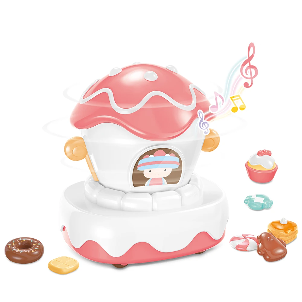 

77Children play games with video games Cake parade float rotates 360° Music playback Macaron healing colors Guide the cardan