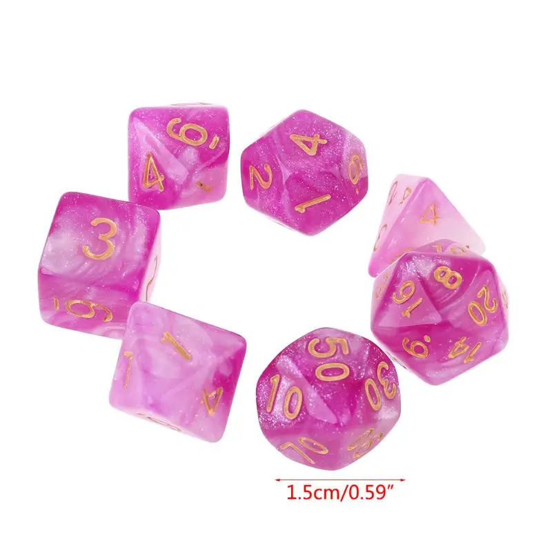 7 шт./компл. Dichromatic D4 D6 D8 D10 D12 D20 многогранные циферблаты настольный
