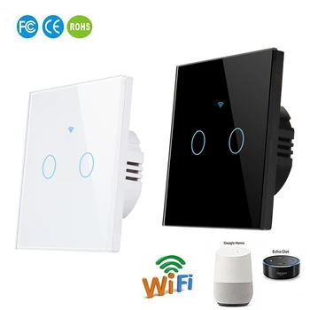

Wifi Smart Light Switch Glass Screen Touch Panel Tuya App Control Wireless Wall Switch Work With Alexa Google Home 1/2/3-Gang