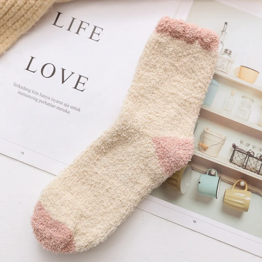 YOOAP зимние женские носки, утолщенные коралловые бархатные носки для девочек ярких цветов, повседневные теплые женские мягкие носки, милые носки