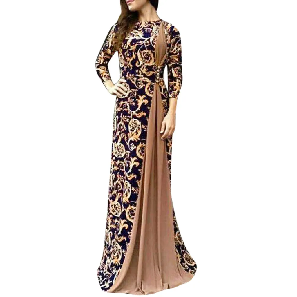 Осеннее женское длинное платье с цветочным принтом в Дубае мусульманское платье исламское длинное платье Вечерние платья платье Z4