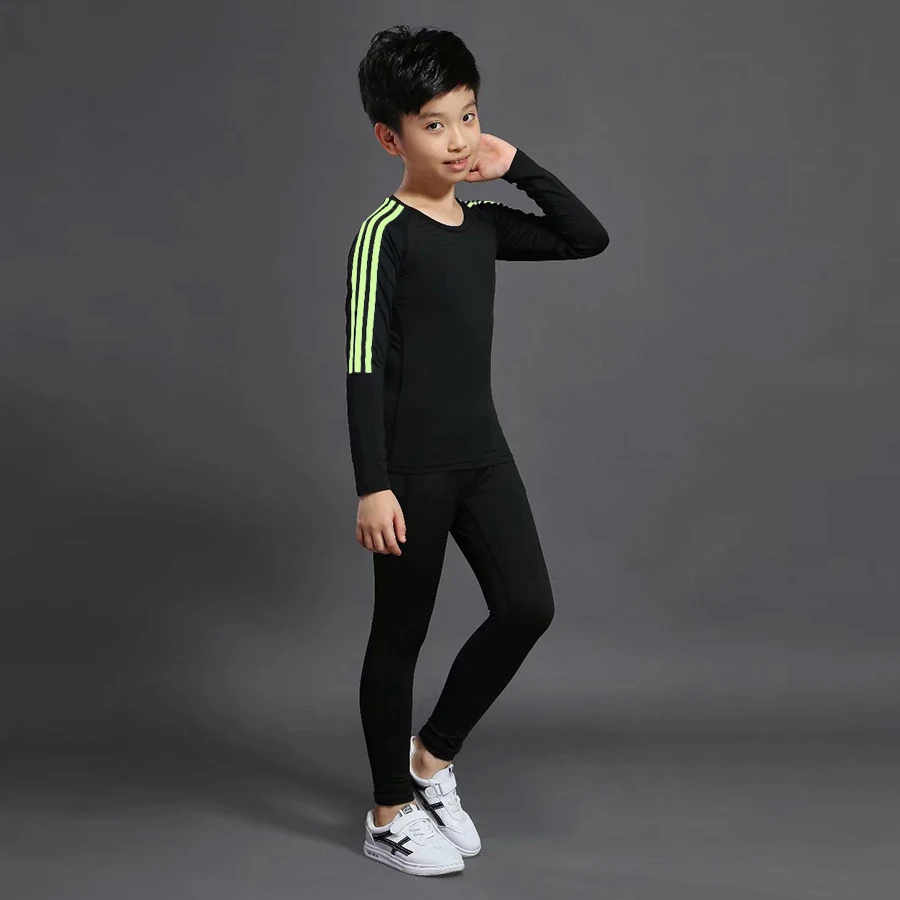 Спортивная одежда для бега Детские компрессионные штаны для мальчиков быстросохнущие эластичные колготки с высокой талией детская одежда для фитнеса - Цвет: 1014- suit