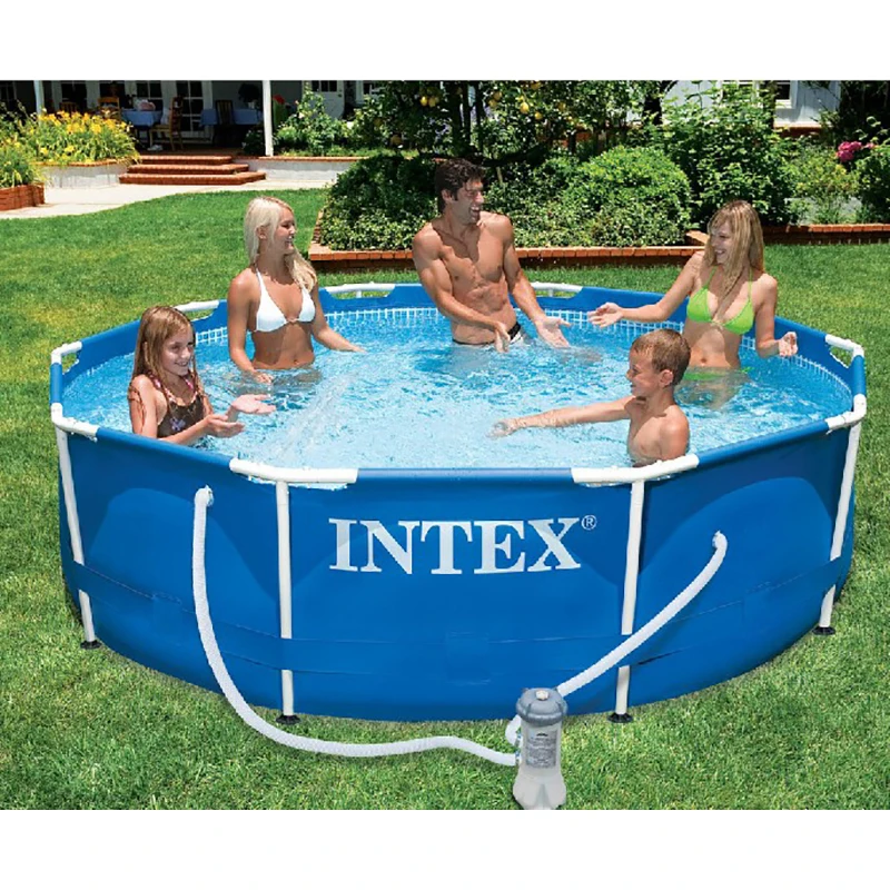 Синий INTEX 305*76 см круглая рама над землей плавательный бассейн набор пруд семья