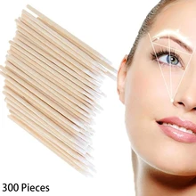 300pcs Wood Cotton Swab Eyelash Extension Tools Medical Ear Care Cleaning Wood Sticks Cosmetic Cotton Swab Cotton Buds Tip