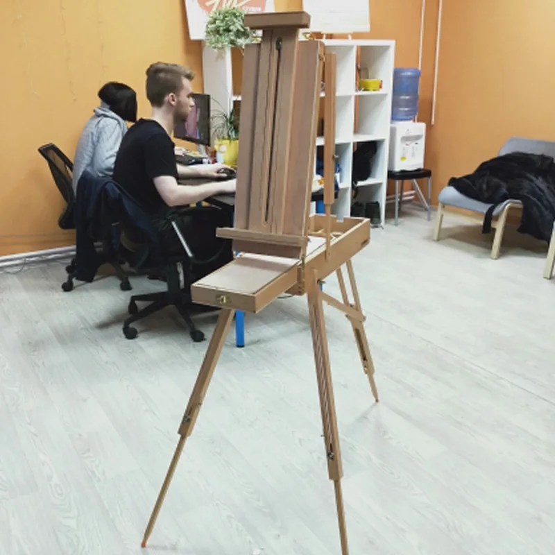 Wooden Easel Portable Folding French Table Easel for Drawing Oil Paints Sketch Box Tripod Painting Easel for Artist Art Supplies