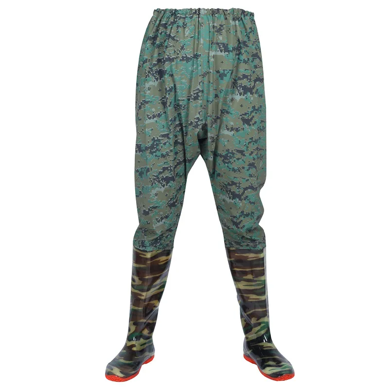 

Long Waist-"Rain-proof Pants over Waist Waders Camouflage Catch Fish Fishing Waterproof Raincoat Water Fork One-piece