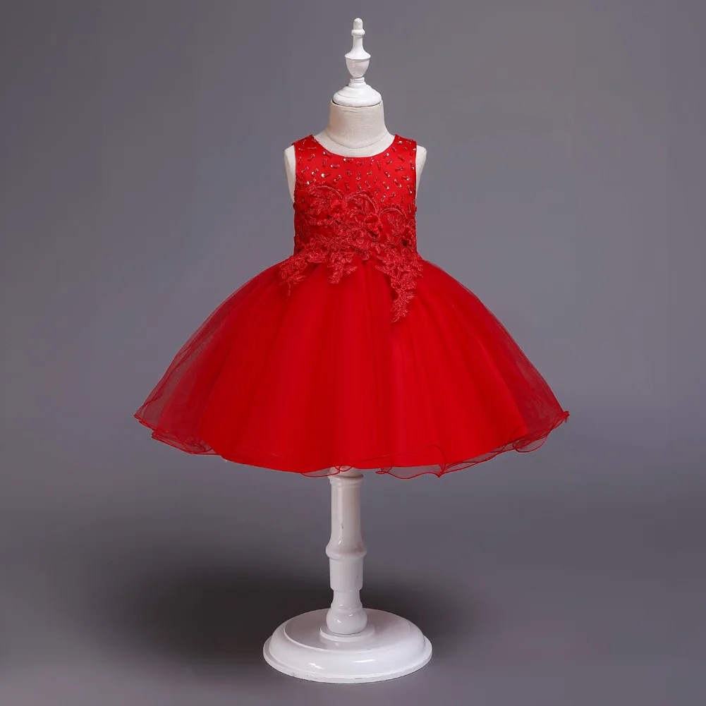 AliExpress GIRL'S Gown Beaded Bracelet Mesh Skirt Princess Dress Immortal Wedding Flower CHILDREN'S Dress Girl Dress